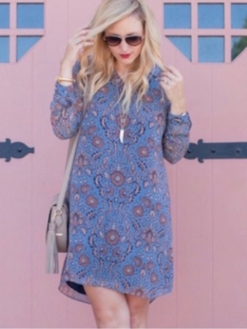 CABI 3295 ‘Provincial’ Long Sleeve Midi Shift Dress Women’s Size Small